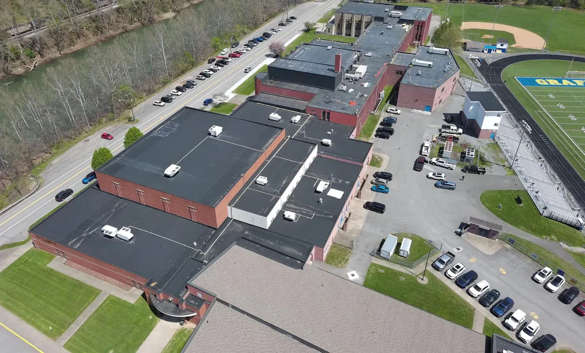 TPO single ply membrane roof on a flat commercial roof in Martinsburg WV